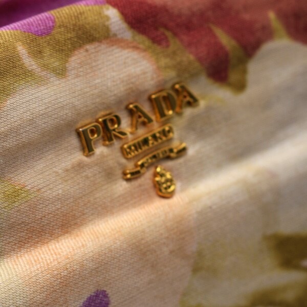 Prada - Tricolor Fabric Flower Printed Clutch